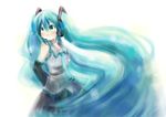  aqua_eyes aqua_hair bad_id bad_pixiv_id detached_sleeves hatsune_miku long_hair massala necktie skirt smile solo thighhighs very_long_hair vocaloid 