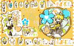  banana blonde_hair chibi detached_sleeves flower food fruit hashimochi kagamine_len male_focus vocaloid wallpaper 