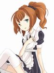  apron bad_id bad_pixiv_id brown_hair green_eyes hands idolmaster idolmaster_(classic) idolmaster_live_for_you! maid nekonekoyukai skirt solo takatsuki_yayoi thighhighs twintails 