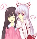  2girls bad_id bad_pixiv_id bangs eighth_note fujiwara_no_mokou houraisan_kaguya multiple_girls musical_note speech_bubble spoken_ellipsis spoken_musical_note touhou uranaishi_(miraura) 