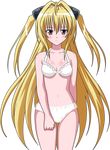  bikini blonde_hair breasts cleavage highres konjiki_no_yami long_hair medium_breasts navel non-web_source red_eyes solo swimsuit to_love-ru transparent_background two_side_up vector_trace very_long_hair 