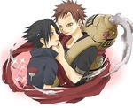  2boys artist_request gaara lowres male_focus multiple_boys naruto sand uchiha_sasuke yaoi 