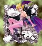  bat_ears bat_wings blonde_hair capcom darkstalkers demon_girl demon_wings head_wings lilith_aensland lowres recolor red_eyes skull succubus vampire_(game) wings 