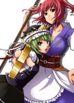  bad_id bad_pixiv_id blue_eyes breasts green_hair hand_on_hip large_breasts multiple_girls onozuka_komachi open_mouth pochi_(pochi-goya) red_eyes red_hair rod_of_remorse shiki_eiki short_hair smile touhou 