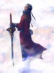  artist_request auron final_fantasy final_fantasy_x glasses grey_hair jacket male_focus ponytail solo sword weapon 