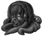  finfia greyscale horror_(theme) megurine_luka monochrome no_humans takoluka tentacles vocaloid 