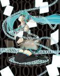  aqua_eyes aqua_hair detached_sleeves dissolving hatsune_miku headphones long_hair necktie skirt solo suko_mugi thighhighs twintails vocaloid zettai_ryouiki 