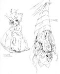  blush cocoon eating greyscale insect_girl katzeh larva minigirl monochrome monster_girl original sketch 
