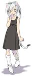  animal_ears bare_shoulders boots bow cat_ears child copyright_request dress solo tail you2 