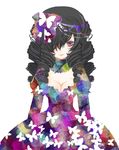  artist_request black_hair bow breasts bug butterfly cleavage dress insect katekyo_hitman_reborn! medium_breasts pantera purple_eyes solo 