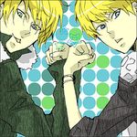  2boys blonde_hair blue_eyes cain galerians looking_at_viewer lowres multiple_boys rion rion_(galerians) short_hair siblings simple_background twins 