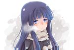  blue_eyes blue_hair breath furude_rika higurashi_no_naku_koro_ni nekokun scarf snow solo 