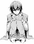  artist_request barefoot feet greyscale hibari_kyouya katekyo_hitman_reborn! lowres male_focus monochrome oekaki school_uniform solo 