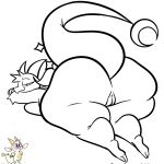 2025 anthro big_butt breast_squish breasts butt chikn_nuggit digital_drawing_(artwork) digital_media_(artwork) dragon female female_anthro full-length_portrait fwench_fwy_(chikn_nuggit) genitals hi_res horn huge_butt looking_at_viewer looking_back looking_back_at_viewer lying mythological_creature mythological_scalie mythology nonbinary_(lore) nude nude_anthro nude_female on_front portrait presenting presenting_hindquarters pussy scalie simple_background sketch solo squeezysquisher squish tail thick_tail white_background