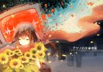 ayano_(kagerou_project) brown_hair flowers kagerou_project long_hair prophet_heart scarf sunflower 