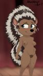 anthro areola ash_(sing) belly black_nose blue_eyes blurred_background blush blush_lines bodily_fluids breasts brown_areola brown_body brown_breasts brown_fur brown_legs brown_nipples brown_quills crested_porcupine curtains dripping embarrassed exhibitionism eyebrows eyelashes female front_view fur genital_fluids genitals glistening glistening_body glistening_breasts glistening_nose hand_on_belly hi_res illumination_entertainment looking_away mammal marbleous navel nervous nervous_smile nervous_sweat nipples old_world_porcupine on_stage plump_labia porcupine pose pubes public public_nudity pussy pussy_juice_drip pussy_juice_string quills_(anatomy) rodent shaking shaking_fist short_stack shy simple_background sing_(movie) slightly_chubby solo spines standing sweat sweatdrop thick_thighs three-quarter_view vaginal_fluids white_quills wide_hips