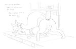 absurd_res anal anal_penetration backsack balls citra citra_taur english_text eyebrows fingers fur genitals halbean hi_res male mammal mammal_taur monochrome penetration perineum quadruped solo tail taur text tongue tongue_out twerp_(halbean)
