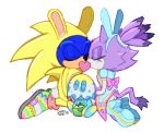  alternate_costume anthro blaze_the_cat bodysuit bow_ribbon bunny_costume chao_(sonic) clothing costume domestic_cat duo easter egg eulipotyphlan eyes_closed fake_ears fake_rabbit_ears felid feline felis female food fruit heart_symbol hedgehog hero hi_res holidays humanoid kneeling male male/female mammal naturally_censored obscured_kiss plant princess royalty sega skinsuit sonic_speed_simulator sonic_the_hedgehog sonic_the_hedgehog_(series) supernoxxed tight_clothing 