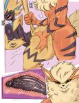 2024 ambiguous_penetration anthro arcanine biped bodily_fluids breasts butt comic duo eyelashes female female_penetrated from_behind_position fur generation_1_pokemon generation_7_pokemon genitals hi_res internal legendary_pokemon male male/female male_penetrating nintendo penetration pokemon pokemon_(species) pupils saltyxodium sex sweat tail tail_grab text thick_thighs yellow_body zeraora