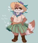 aloha_shirt anthro brown_body brown_fur clothing english_text eyes_closed footwear fur grass_skirt grin guardians_of_the_galaxy hat headgear headwear lei male mammal marvel marvel_rivals pattern_clothing pattern_shirt pattern_topwear pop2hotzz procyonid raccoon rocket_raccoon sandals shirt shoes smile solo speedo standing straw_hat swimwear text topwear