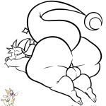 2025 anthro balls big_butt butt chikn_nuggit digital_drawing_(artwork) digital_media_(artwork) dragon full-length_portrait fwench_fwy_(chikn_nuggit) genitals hi_res horn huge_butt looking_at_viewer looking_back looking_back_at_viewer lying male male_anthro mythological_creature mythological_scalie mythology nonbinary_(lore) nude nude_anthro nude_male on_front portrait presenting presenting_hindquarters pussy scalie simple_background sketch solo squeezysquisher squish tail thick_tail white_background