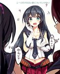  ? agano_(kantai_collection) aqua_eyes bad_id bad_pixiv_id black_hair breasts brown_hair check_translation cis_(carcharias) gloves kantai_collection large_breasts multiple_girls navel noshiro_(kantai_collection) ponytail red_skirt skirt translated translation_request white_gloves yahagi_(kantai_collection) 