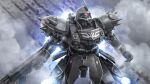  absurdres artist_request beam_rifle building cable cityscape cloud company_name copyright_notice energy_gun flying geara_zulu gundam gundam_battle_operation_2 gundam_unicorn highres holding holding_weapon machinery mecha mecha_focus mobile_suit neo_zeon no_humans official_art one-eyed pink_eyes radio_antenna realistic robot roundel science_fiction shoulder_spikes solo spikes sunrise_(company) thrusters weapon 