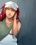  bad_id bad_pixiv_id bandana dark_skin earrings jewelry karui long_hair may_c naruto naruto_(series) naruto_shippuuden open_mouth red_hair solo yellow_eyes 