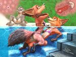 anthro balls bikini bodily_fluids breasts butt canid canine clothed clothing crossdressing cum cum_in_pussy cum_inside digital_media_(artwork) disney duo erection female fox fur genital_fluids genitals grey_body grey_fur group group_sex hi_res impregnation incest_(lore) internal judy_hopps lagomorph leporid link6432 male male/female male_penetrating mammal mature_anthro mature_female mother_(lore) mrs._wilde nick_wilde nipples nude open_mouth ovum parent_(lore) penetration penile penis pool pussy rabbit red_fox sex simple_background smile son_(lore) sperm_cell swimwear tail thick_thighs tongue trio true_fox two-piece_swimsuit vaginal vaginal_penetration water zootopia