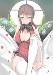  bad_id bad_pixiv_id bare_shoulders blush bow breasts brown_eyes brown_hair china_dress chinese_clothes cleavage cleavage_cutout crossed_legs dress elbow_gloves flower garter_straps gloves hand_on_own_knee idolmaster idolmaster_cinderella_girls johnny_funamushi large_breasts long_hair looking_at_viewer mifune_miyu petals ponytail side_slit sitting smile solo thighhighs white_gloves white_legwear window 