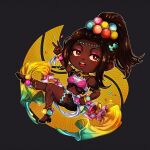  1girl bracelet dark-skinned_female dark_skin fire_emblem fire_emblem_engage highres jewelry max_art149 pearl_anklet pearl_belt pearl_bracelet pearl_hair_ornament star-shaped_pupils star_(symbol) symbol-shaped_pupils timerra_(fire_emblem) very_dark_skin 