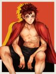  1boy absurdres closed_mouth diamant_(fire_emblem) fire_emblem fire_emblem_engage highres looking_at_viewer male_focus max_art149 red_eyes red_hair topless_male towel 