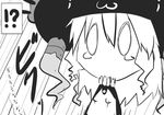  0_0 1girl :3 blush_stickers expressive_clothes goma_(gomasamune) greyscale hat kantai_collection long_hair monochrome scared shinkaisei-kan solo standing tears translated trembling wo-class_aircraft_carrier 