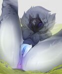 2025 absurd_res anthro anus blue_pussy blush blush_lines bodily_fluids bovid caprine colored digital_drawing_(artwork) digital_media_(artwork) female female_anthro fur genital_focus genitals hair hi_res kindred_(lol) lamb_(lol) league_of_legends legs_up mammal mask mask_only nude nude_anthro nude_female onm11 presenting presenting_pussy purple_anus pussy riot_games shaded sheep solo sweat tencent thick_thighs wearing_mask white_body white_fur white_hair y_anus