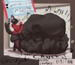 2025 2_tails :3 absurd_res ambiguous_anthro ambiguous_gender ambiguous_pred anthro anthro_pred arms_bent artist_name bell bell_collar belly belly_on_ground bent_leg big_belly big_butt biped black_belly black_body black_butt black_ears black_eyebrows black_face black_fur black_nose black_tail black_text black_tuft bloated blorp blurred_background bodily_noises bone bone_breaking bone_imprints bones_in_stomach border brown_border butt cellphone character_request cheek_tuft closed_smile clothed clothed_ambiguous clothed_anthro clothing collar compression_sound_effect count crunch crushing_sound_effect curved_text dark_stockings dark_thigh_highs death death_count digestion digestion_noises digital_media_(artwork) digital_painting_(artwork) domestic_cat ear_piercing ear_ring ears_up electronics english_description english_text exposed_belly exposed_butt eyebrows face_imprint facial_tuft fatal_vore feet felid feline felis floating_whiskers floor full-length_portrait fully_inside fur green_text hair half-closed_eyes hi_res holding_cellphone holding_object holding_phone holding_smartphone hood_down hoodie huge_belly huge_butt hyper hyper_belly imminent_death imprint ineffective_clothing jingle_bell jingle_bell_collar legwear long_sleeves looking_at_cellphone looking_at_object looking_at_phone looking_down mammal mass_vore monotone_belly monotone_butt monotone_clothing monotone_face monotone_hair monotone_hoodie monotone_legwear monotone_stockings monotone_tail monotone_thigh_highs monotone_topwear motion_lines mouth_closed mph! muffled multi_tail multiple_prey narrowed_eyes navel no_underwear number onomatopoeia painting_(artwork) phone piercing pointy_ears portrait prick_ears red_clothing red_hoodie red_legwear red_stockings red_thigh_highs red_topwear ring_piercing rumbling_stomach same_size_vore shaded shadow short_hair shortened_sound_effect side_view skull skull_imprint smartphone smile smug snap soft_shading soft_vore solo sound_effect_variant sound_effects stockings straight_leg struggling struggling_prey tail tcsrjx text texting texting_ui thigh_highs tight_thigh_highs tile tile_floor topwear tuft twitter_handle unseen_prey unwilling_prey vore vowelless vowelless_sound_effect vowelless_vocalization walking white_feet white_hair white_inner_ear white_text_outline window wrinkles_in_clothes
