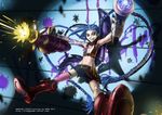  baijiin_poison blue_hair boots firing flat_chest highres jinx_(league_of_legends) league_of_legends solo twintails watermark weapon web_address 