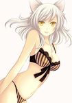  absurdres animal_ears bad_id bad_pixiv_id black_hanekawa bra cat_ears hanekawa_tsubasa highres long_hair monogatari_(series) naruse_yuzuka panties solo underwear underwear_only white_hair yellow_eyes 