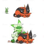 1:1 2d_animation :3 ^w^ ambiguous_gender animated anthro black_body black_fur blush claws dipstick_ears duo ear_markings eyes_closed felid feline feral floragato fur generation_7_pokemon generation_9_pokemon gloves_(marking) green_body green_fur green_tail grey_inner_ear kneeling leg_markings mammal markings multicolored_body multicolored_ears multicolored_fur musical_note musical_symbol nintendo open_mouth pawpads paws petting pink_pawpads pokemon pokemon_(species) question_mark red_body red_fur short_playtime signature simple_background sleeping socks_(marking) sound_effects speech_bubble standing stripes symbol tail tontaro torracat two_tone_body two_tone_fur vowelless vowelless_sound_effect watermark white_background white_claws yellow_eyes zzz