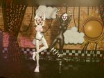 2025 3d_(artwork) absurd_res accessory animal_humanoid animatronic anthro black_body black_breasts black_hair black_nipples blender_cycles bow_ribbon breasts canid canine colored curtains dancing decoration digital_media_(artwork) duo female female/female five_nights_at_freddy&#039;s five_nights_at_freddy&#039;s_2 floor forced fox full-length_portrait genitals gesture group_nudity hair hair_accessory hair_bow hair_ribbon heart_gesture heart_symbol hi_res human humanoid machine mammal mammal_humanoid mangle_(disembowell) mangle_(fnaf) marionette_(disembowell) marionette_(fnaf) mask mikabb nipples not_furry not_furry_focus nude nude_anthro nude_female on_one_leg performance pink_breasts pink_nipples portrait puppet purple_eyes pussy ribbons robot robot_anthro robot_humanoid robot_joints sad scott_cawthon scottgames shaded size_difference standing white_body white_hair yellow_eyes
