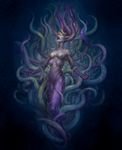  cthulhu_mythos douzen extra_breasts highres hydra_(lovecraft) monster_girl no_navel nude solo tentacle_hair tentacles 