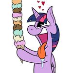  equine female food friendship_is_magic fur hair happy horn horse ice_cream karpet-shark love_heart mammal my_little_pony plain_background pony purple_fur royalty simple_background solo tongue twilight_sparkle_(mlp) two_tone_hair white_background winged_unicorn wings 