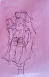 absurd_res anthro blush domestic_cat duo e621 felid feline felis female head_tuft hexagon hexerade hi_res humanoid male male/female mammal mascot monochrome_(series) pawpads traditional_media_(artwork) tuft unbirthing unknown_artist unseen_pred vaginal vore