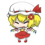  anger_vein angry bad_id bad_pixiv_id blonde_hair dress fang flandre_scarlet hat inunoko. solo touhou 