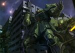  ambush assault_rifle assault_visor battle blue_visor building cable earth_federation flare glowing_hot gm_command gm_kai gun gundam gundam_0080 gundam_perfect_file heat_hawk hiding holding holding_gun holding_weapon kinoshita_tomotake machinery mecha mecha_focus mobile_suit night official_art one-eyed realistic red_eyes rifle robot science_fiction shoulder_spikes spikes weapon window zaku_ii zaku_ii_fz_kai zeon 