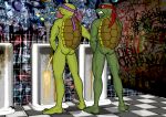  bathroom donatello_(tmnt) graffiti male musical_note peeing raphael_(tmnt) reptile scalie scirocco_(artist) smaller_version_at_source teenage_mutant_ninja_turtles turtle urinal urine whistling 