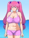  1girl banefan beach breasts large_breasts ocean pixiv_manga_sample twintails 