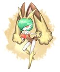  &#20653;&#20853; 1girl animal_ears bunny_ears bunny_girl bunny_tail bunnysuit cosplay daiquiri gardevoir green_hair hair looking_at_viewer lopunny nintendo no_humans pok&#233;mon pokemon red_eyes smile solo tail video_games 
