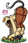  :3 animal_hood ass bent_over blazblue blonde_hair braid cat_hood cubesona dark_skin hood long_hair loose_socks panties panty_pull pussy red_panties socks solo taokaka tiptoes twin_braids underwear 