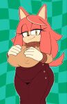 anthro big_breasts breasts canid canine canis champchidi clothing conductor&#039;s_wife_(sonic) female gloves handwear hi_res looking_at_viewer mammal mature_female nipple_outline sega slightly_chubby solo sonic_the_hedgehog_(series) sweater the_murder_of_sonic_the_hedgehog thick_thighs topwear wide_hips wolf yellow_eyes