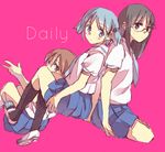  aioi_yuuko black_eyes black_hair blue_eyes blue_hair brown_eyes brown_hair glasses kimino_tomonari long_hair minakami_mai multiple_girls naganohara_mio nichijou school_uniform tokisadame_school_uniform v 